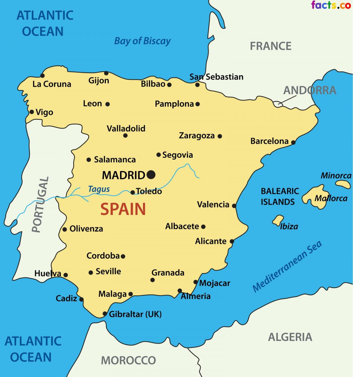 스페인 도시지도 스페인의지도를 보여주는 도시(남부 유럽-유럽)